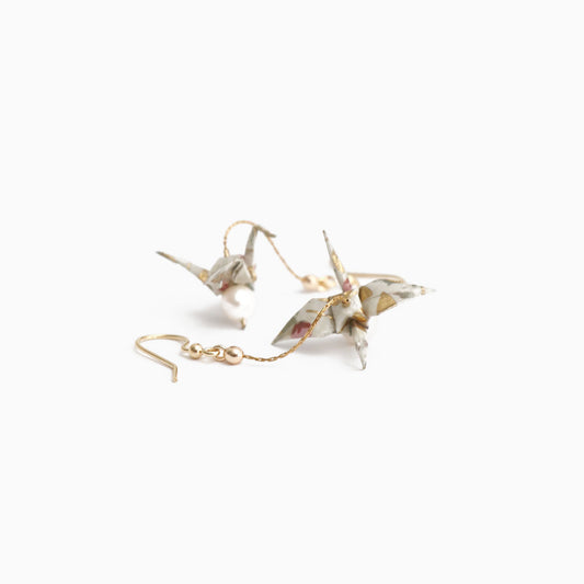 paper origami crane dangling earrings