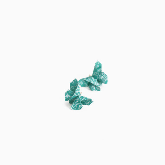 blue origami butterfly stud earrings